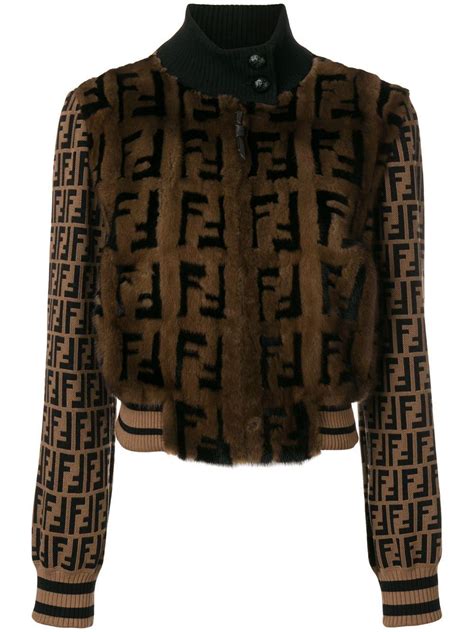 fendi logo fur bomber jacket|Bomber Jacket Fendi for sale .